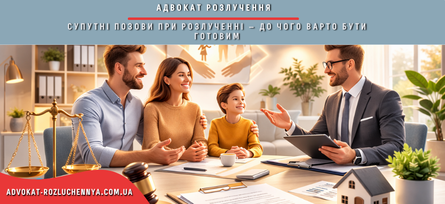 Супутні позови при розлученні поділ майна аліменти визначення місця проживання дитини консультація адвоката